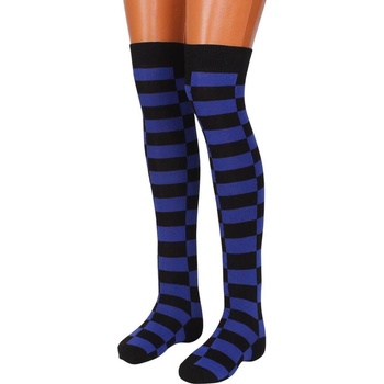 Дамски 7/8 чорапи с фигури в синьо и черно