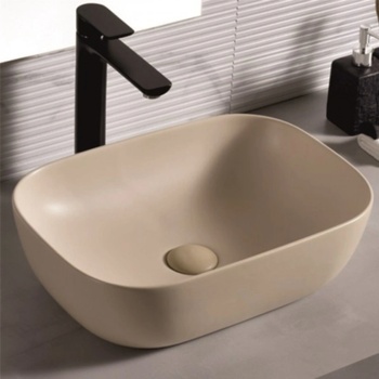 Inter Ceramic Умивалник за баня Лариса 46х33см, беж за плот или мебел (icb 887beige)