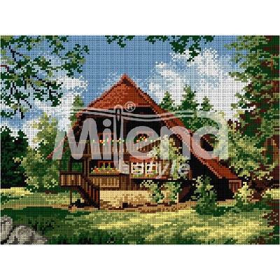 Milena Style Горска хижа - гоблен със схема конци dmc 1: 4