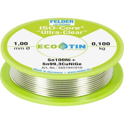 Felder ISO-Core Ultra-Clear Sn100Ni+ bezolovnatý pájecí cín cívka Sn99,25Cu0,7Ni0,05 0.100 kg 1 mm