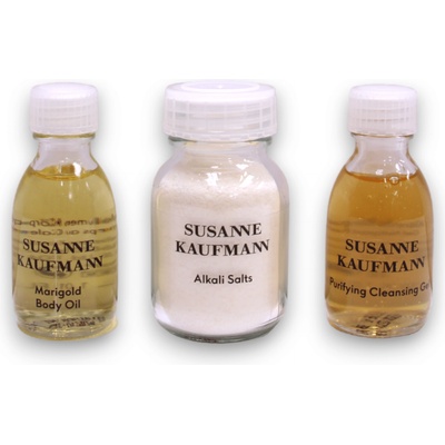 Susanne Kaufmann Susannes Home Spa Collection Set Susanne Kaufmann: Почистващи продукти за лице без парабени пречистващ почистващ гел за лице 30 мл + лосиони и кремове за тяло без сулфати подхранващ масло за тяло дневен 15 мл + маски за лице и ексфолианти