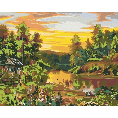 zuty Malování podle čísel Malý srub u řeky 50 x 40 cm vypnuté plátno na rám