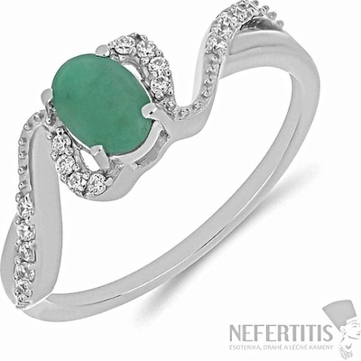 Nefertitis Prsten stříbrný s broušeným smaragdem 030163 EM