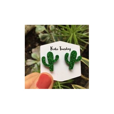 Olive Felix Trblietavé akrylové náušnice s motívom zeleného kaktusu FE49970620236119HI