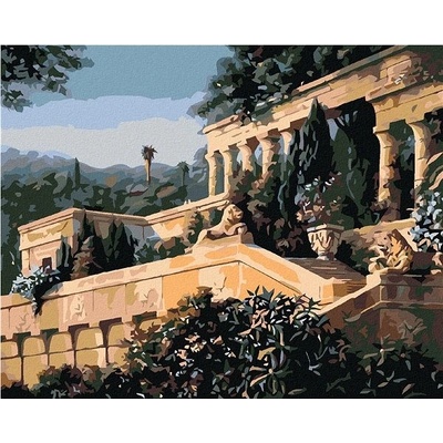 zuty Malování podle čísel Architektura v zahradě 100 x 80 cm bez rámu a bez vypnutí plátna