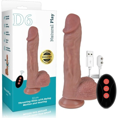 Erospace Natural Play D6 Dildo s posuvně rotační funkcí a vyhříváním, ovládané dálkovým ovladačem Béžový