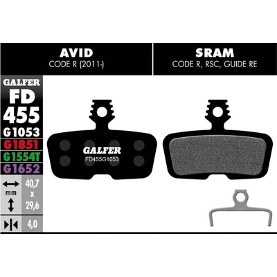 Brzdové destičky Galfer FD455 - Avid, Sram, černé – Zbozi.Blesk.cz