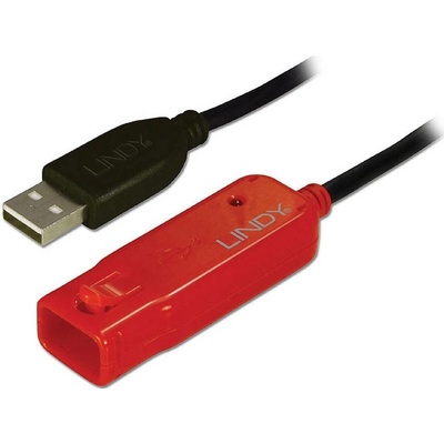 Lindy 42780 USB, USB 2.0 USB-A zástrčka, USB-A zásuvka, 8m, černý