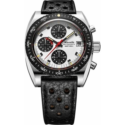 Nivada Grenchen Autochron Panda Meca - Black Racing Strap