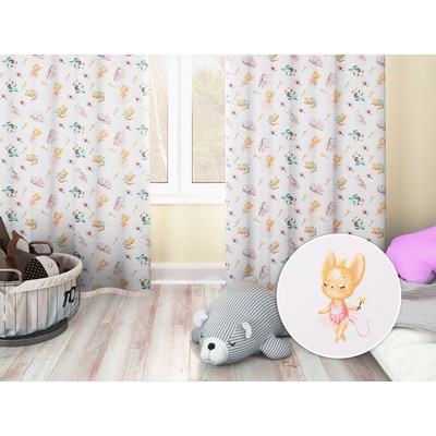 Biante Detský bavlnený záves Sandra SA-671 Zvieratká baletky na bielom 150x150 cm