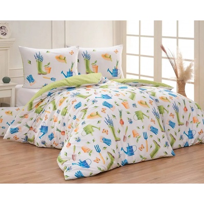 Matějovský Povlečení ZAHRÁDKA zeleno-bílé bavlna hladká digitál 140x200 70x90 – Zboží Dáma