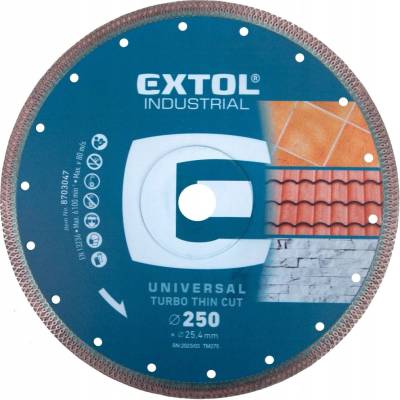 DIAMANTOVÝ KOTOUČ NA GLAZURU, GRES A SLIM DLAŽDICE 250x25,4mm EXTOL INDUSTRIAL 8703047