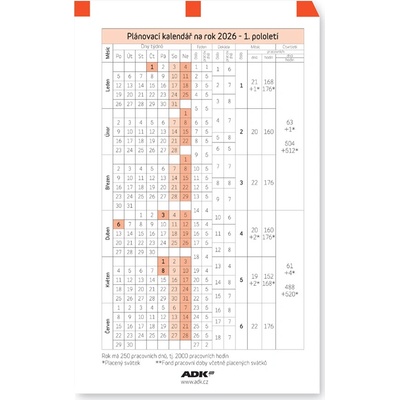Formulář Plánovací kalendář A5 2026 1 list – Zboží Živě