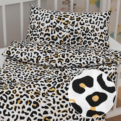 Biante obliečky do postieľky sandra sa409 Leopardí vzor na bielom 90 x 140 50 x 70 cm