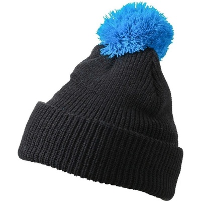 Myrtle Beach MB7967 zimní čepice s bambulí černá pacifik