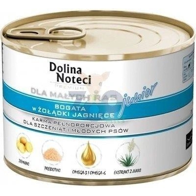 Dolina Noteci Premium pre psy malých plemien Junior bohatá na jahňacie žalúdky 12 x 185 g