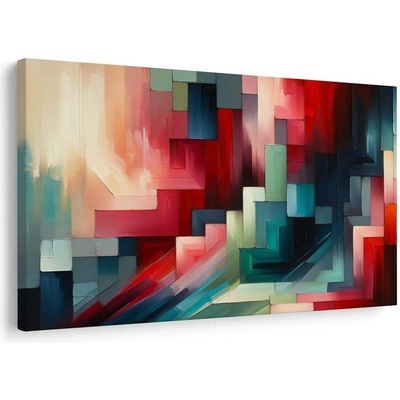 Obraz abstraktní geometrie v červené - 120x80
