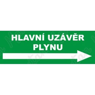 Hlavní uzávěr plynu vpravo, plast 210 x 80 x 0,5 mm