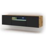 BIM Furniture ТВ шкаф aura 150 стоящ/окачен, дъб артисан/черен мат, led (tvstaura150eicbml)