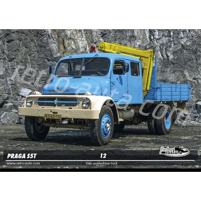 Pohlednice TRUCK č. 12 - PRAGA S5T dvojkabina s hydraulickou rukou (1957 - 1972)
