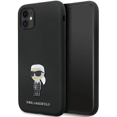 KARL LAGERFELD Кейс Karl Lagerfeld KLHCN61SMHKNPK за iPhone 11 / Xr, черен, Silicone Ikonik Metal Pin (3666339165918)