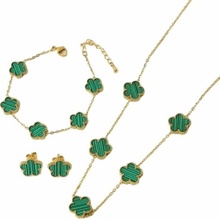 Glory Dámsky oceľový set Clover green zlatý 660