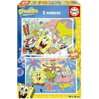 Educa Пъзел 2 в 1, Educa, Sponge Bob, 2 х 100 части