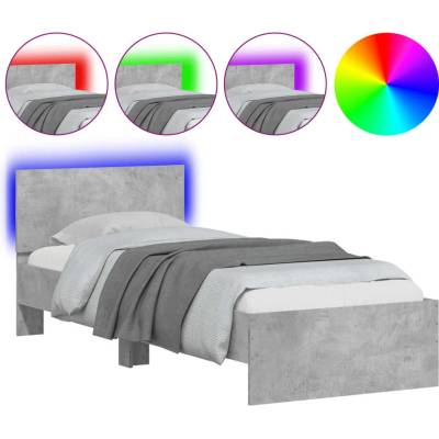 vidaXL 838809 Rám postele s čelem a LED osvětlením betonově šedý