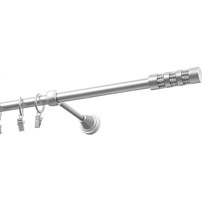 Garnyze-levne Kovová garnýže Cilinder krystal jednořadá satyna 16mm 160 cm