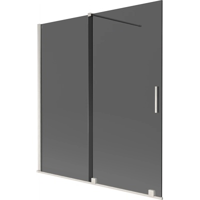 Mexen Velar параван за вана 2-крилен плъзгащ се 150 x 150 см, графит, четкан никел - 896-150-000-41-97 (896-150-000-41-97)