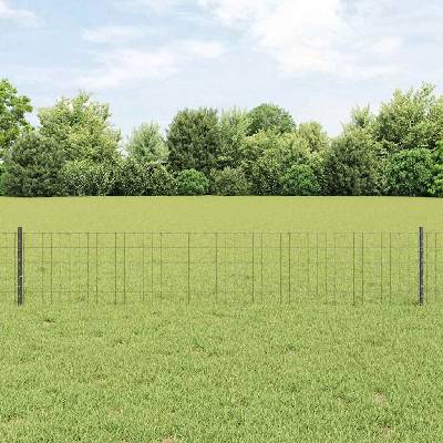 OMAXI Euro plot s pilotem 10 x 0,4 m Ocel potažená PVC Šedá Síťovina 923097
