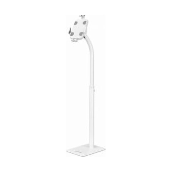 TECHLY Manhattan Floor Stand (Anti Theft) For Tablet And Ipad, Universal, 360° Rotation, Tilt +20° To -110°, White, Lockable, Tablets 7.9 To 11, Height