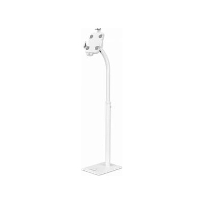TECHLY Manhattan Floor Stand (Anti Theft) For Tablet And Ipad, Universal, 360° Rotation, Tilt +20° To -110°, White, Lockable, Tablets 7.9 To 11, Height