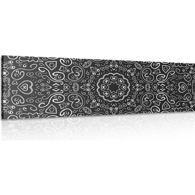 Obraz Mandala lásky v černobílém provedení - 90x30