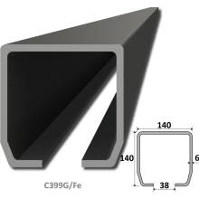 C profil GRANDE, 140 x 140 x 6 x 6000 mm, čierny Fe