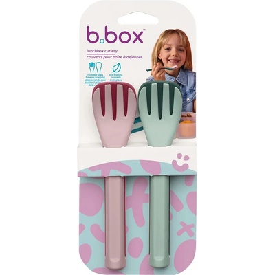 b.box Vidlička a lyžička ružová zelená 2 ks