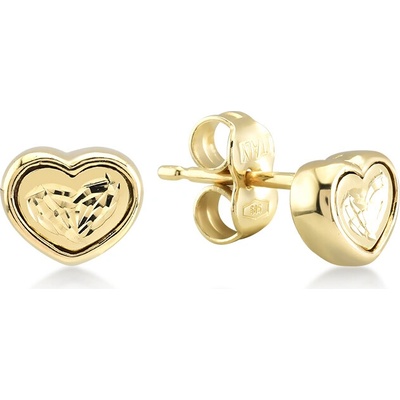 Lillian Vassago zlaté náušnice s gravírovaným srdcom LLV22-GER055