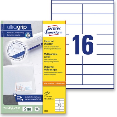 Avery Zweckform 3665 univerzální etikety 105,0 x 33,8 mm 1600 etiket bílé