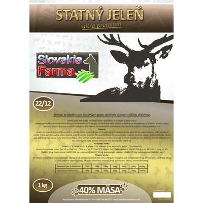 Slovakia Farma Adult Hypoalergenní Statný jelen 1 kg