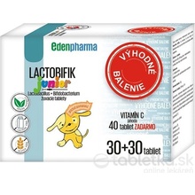 EDENPharma LACTOBIFIK Junior Výhodné balenie žuvacie tablety 30+30 Vitamín C 40 tabliet zadarmo