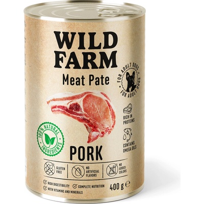 WILD FARM Пастет от свинско месо 400 г безглутенова храна за кучета