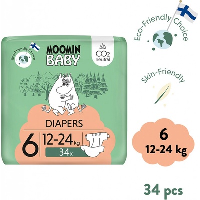 Moomin Baby eko 6 Maxi 12–24 kg 34 ks