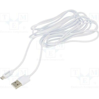 Savio CL-167 USB 2.0, USB A vidlice,USB B micro vidlice, 3m, bílý