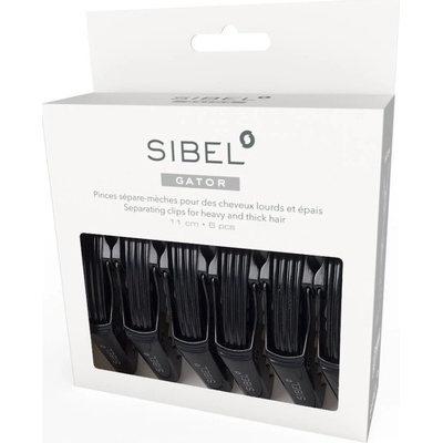 Sibel Gator Clips - štipce do vlasov "krokodílky" ČIERNE - 6 x 11 cm (934097202)