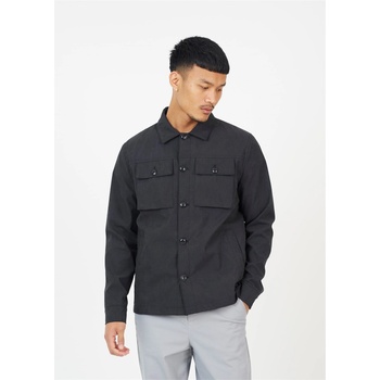 Image 1 of Brave Soul Риза с дълъг ръкав Brave Soul Men's 4 Pocket Long Sleeve Button Overshirt - Black