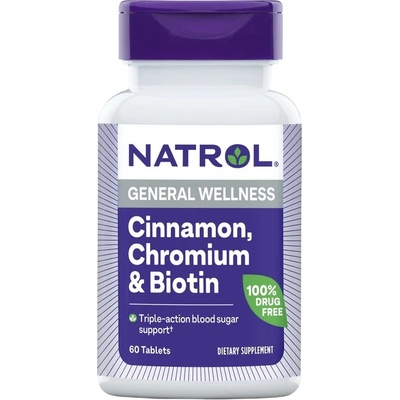 Natrol Cinnamon Chromium & Biotin, 60 таблетки, Natrol (1525)