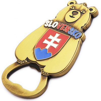 Kovový otvírák na magnet Slovakia Medvěd - zlatý-hnědý