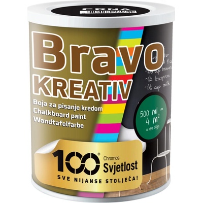 SVJETLOST BRAVO KREATIV Tabuľová farba Čierna 413 0,5L