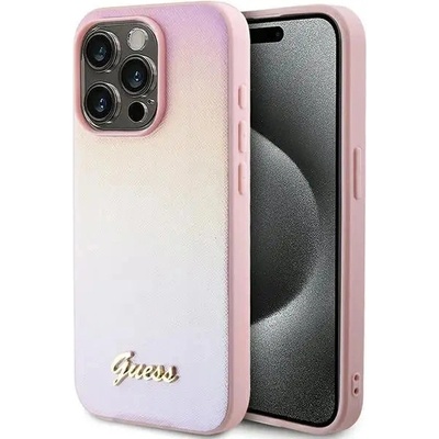 GUESS Кейс Guess GUHCP15XPSAIRSP за iPhone 15 Pro Max 6.7", розов / розов, твърд, Saffiano Iridescent Script (GUE003451-0)