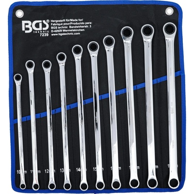 BGS technic Sada ráčnových očkových klíčů extra dlouhé 10 - 19 mm 10dílná BGS 7239